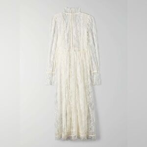 Le Fou Wilfred Plié Whimsical Whimsygoth Elegant Long Sleeve Lace Dress Cream XS